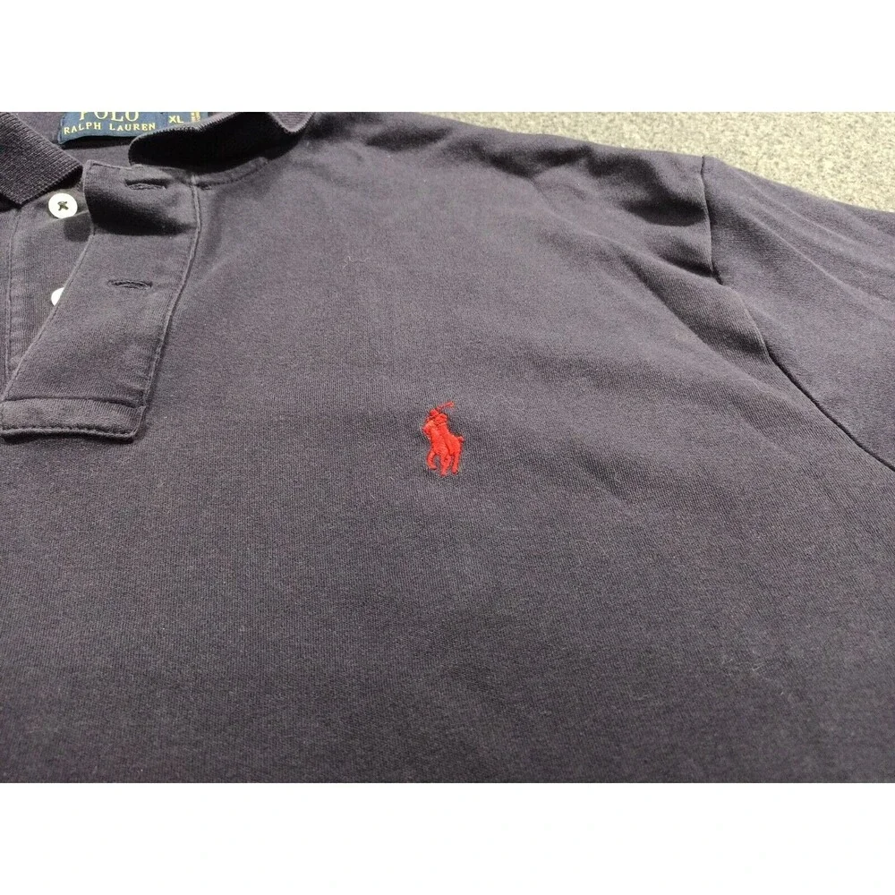 Polo Ralph Lauren Men's Short Sleeve Dark Blue Polo XL 100% Cotton Red Horse